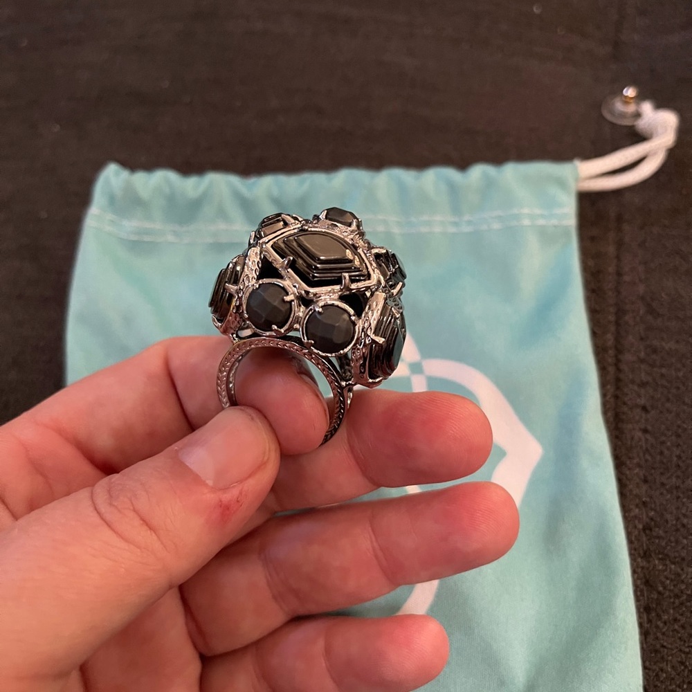 Kendra Scott black and silver stone ring